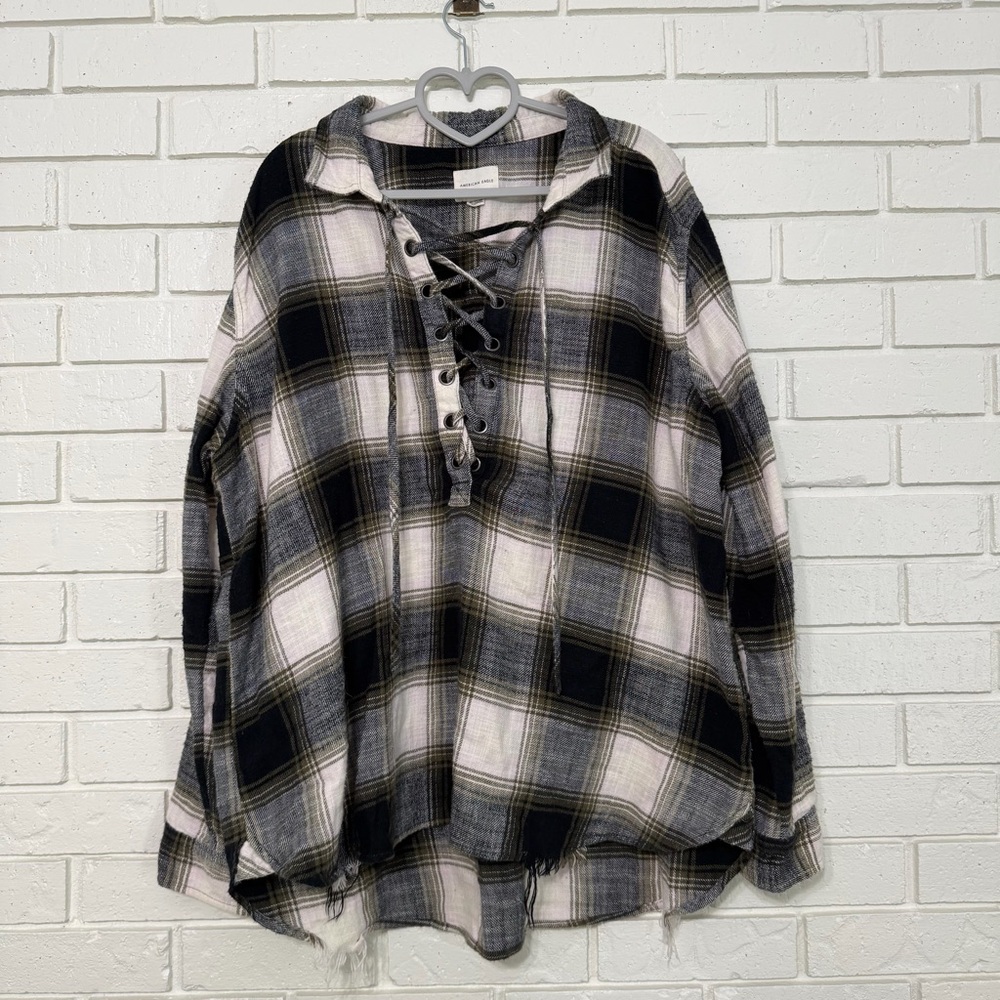 American Eagle Plaid Lace-Up Top – Women’s XXL